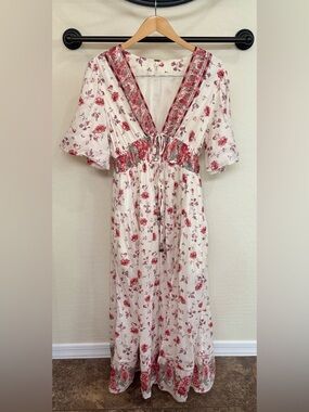 EUC Free People Lysette Maxi Dress in Tea Combo - Size Medium Floral Boho Chic